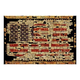 Póster Cartas de Estados Unidos y bandera estadounidense 