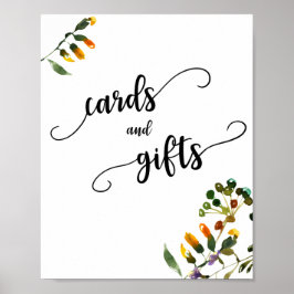 Póster Cartas de flores silvestres y señas de regalo