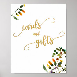 Póster Cartas de flores silvestres y señas de regalo