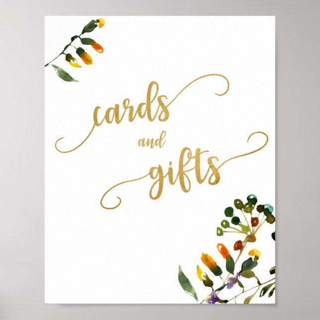 Póster Cartas de flores silvestres y señas de regalo (Frente)