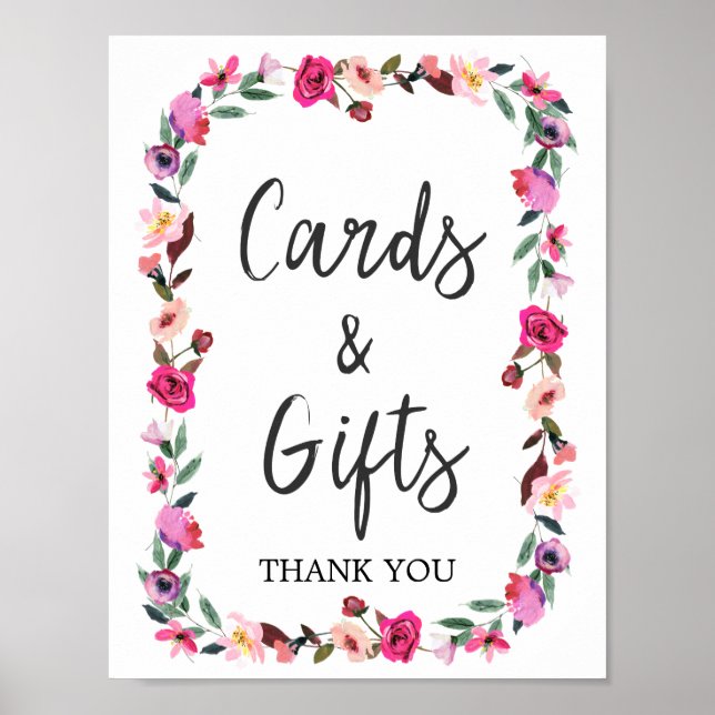 Póster Cartas de flores y regalos románticos (Frente)