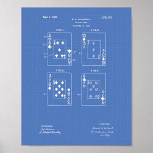 Póster Cartas de juego 1925 Patent Art Blueprint