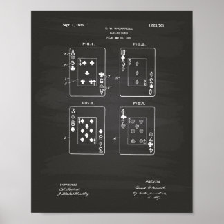 Póster Cartas de juego 1925 Patent Art Chalkboard