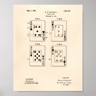 Póster Cartas de juego 1925 Patent Art Old Peper