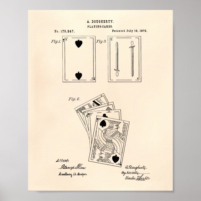 Póster Cartas de juego 1976 Patent Art Old Peper Poster (Frente)