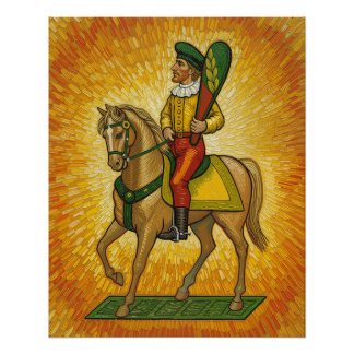 Póster Cartas de juego italianas - Caballero de Bastos, S