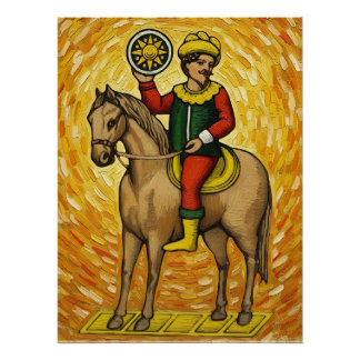 Póster Cartas de juego italianas - Caballero de monedas B