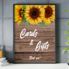 Póster Cartas de novias y regalos de girasol rústico