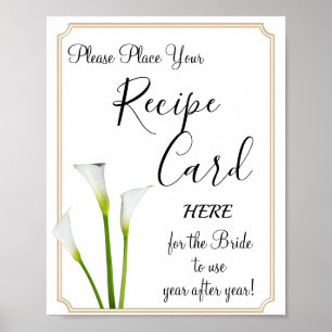 Póster Cartas de recetas de Calla Lilies, cartel de juego