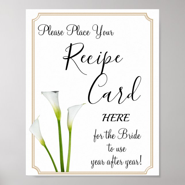 Póster Cartas de recetas de Calla Lilies, cartel de juego (Frente)