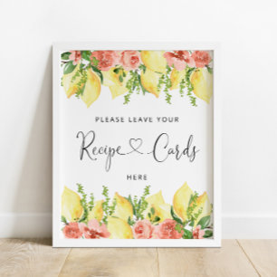 Póster Cartas de recetas de letrero de ducha de novia flo