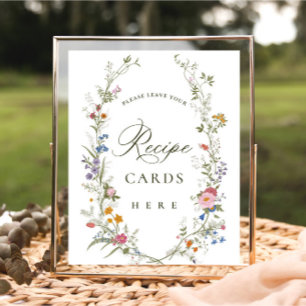 Póster Cartas de recetas pasteles de flor silvestre rosa