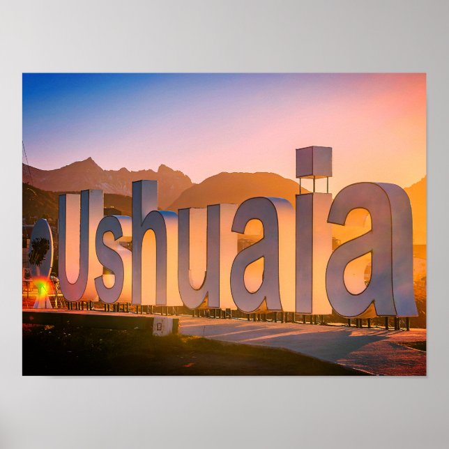Póster Cartas de Ushuaia sobre el paisaje costero (Frente)