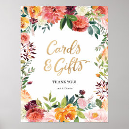 Póster Cartas florales y fiesta de regalos