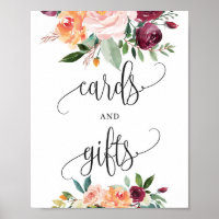 Cartas florales y letreros de regalos de naranja b