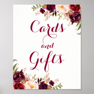 Póster Cartas Florales Y Regalos De Borgoña Poster Boda