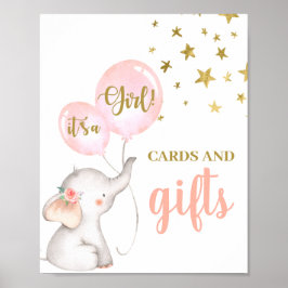 Póster Cartas para elefantes Chicas de Baby Shower y letr