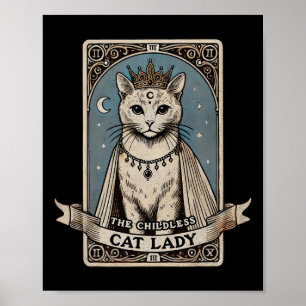 Póster Cartas Tarot Shirt Gato sin Niños Dama Camisa Vota