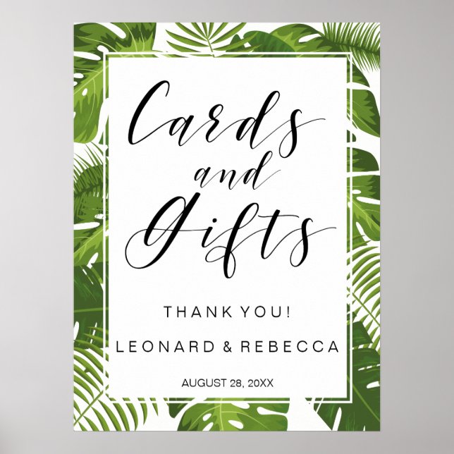 Póster Cartas Tropical Elegante y bodas de Regalos