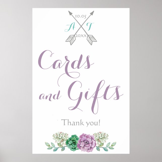 Póster Cartas y regalos boda señalización flor botanica (Frente)