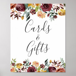 Póster Cartas y regalos Caída Rústica Rótulo Floral de Bo