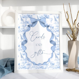 Póster Cartas y regalos de animales del Toile de Jouy Blu