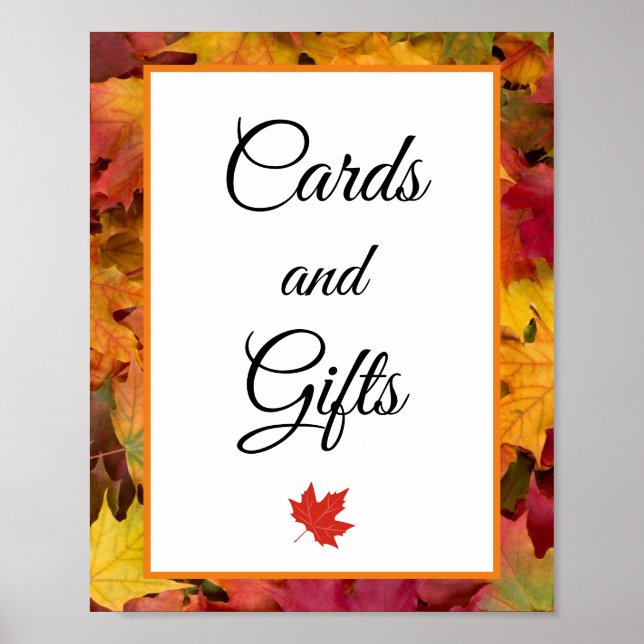 Póster Cartas y regalos de boda de hojas de otoño (Frente)