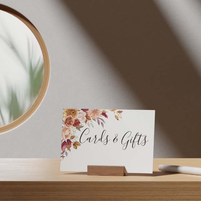 Póster Cartas y regalos de boda floral de acuarela de oto (Elegant Autumn Watercolor Floral Wedding Party Supplies)