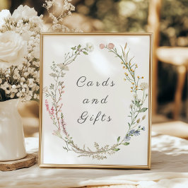 Póster Cartas y regalos de Boda floral de flores silvestr