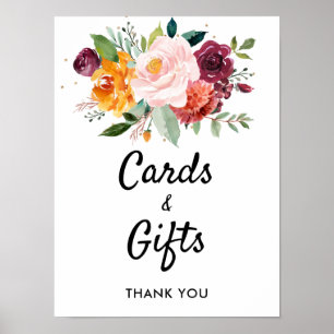 Póster Cartas y regalos de boda floral de Rubor en Borgoñ