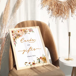 Póster Cartas y regalos de calabaza de acuarela floral de