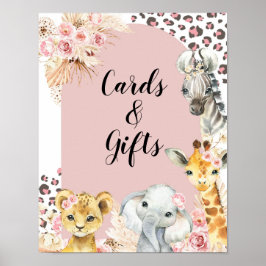 Póster Cartas y regalos de Chica de animales Fiestas de S