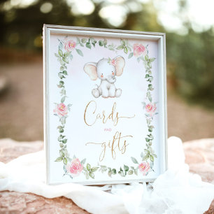 Póster Cartas y regalos de elefantes de eucalipto floral