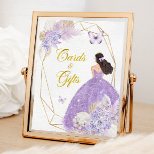 Póster Cartas y regalos de la mariposa púrpura Boho Quinc