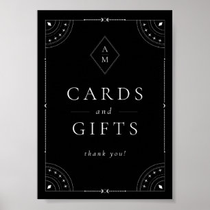 Póster Cartas y regalos de lunas y estrellas celestes osc