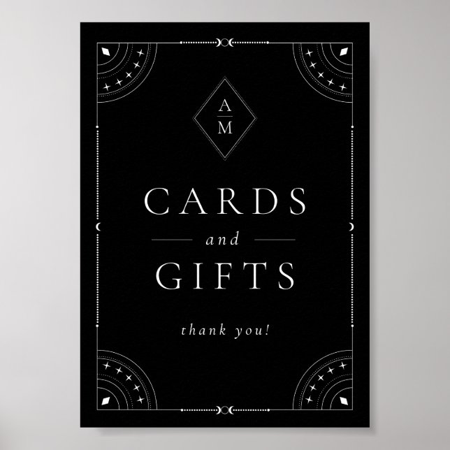 Póster Cartas y regalos de lunas y estrellas celestes osc (Frente)