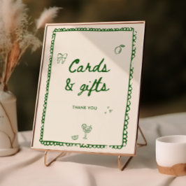 Póster Cartas y regalos de mano verde de estilo italiano