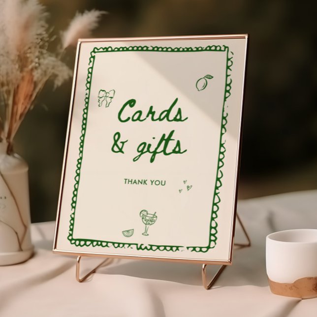 Póster Cartas y regalos de mano verde de estilo italiano (Subido por el creador)