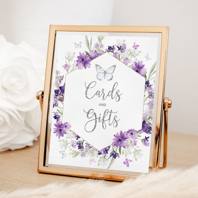 Póster Cartas y regalos de mariposa con marco de plata pú (Subido por el creador)