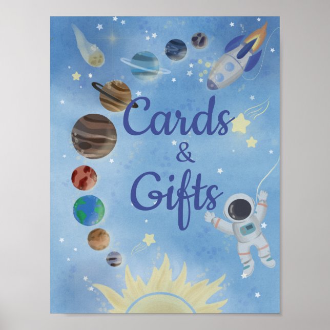 Póster Cartas y regalos de planetas astronautas del espac (Frente)