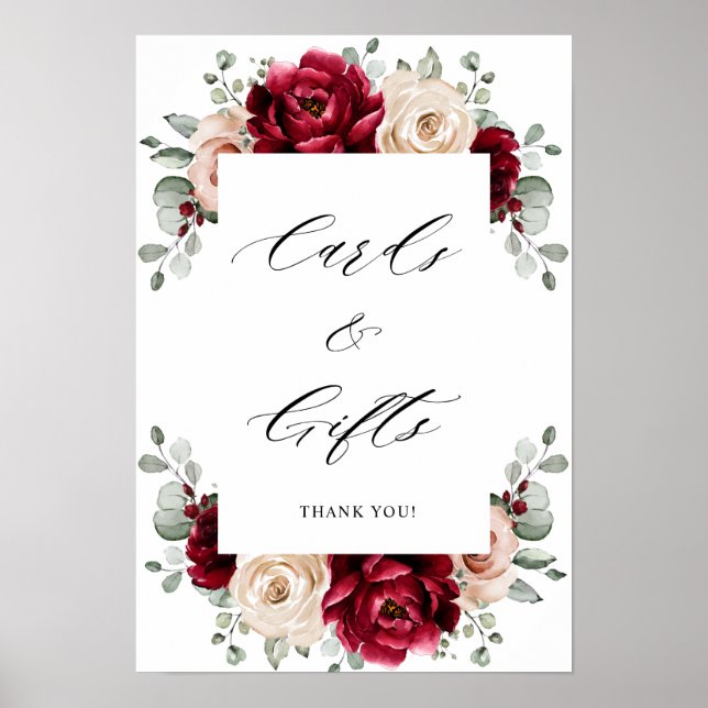 Póster Cartas y regalos de Rosa de marfil de champagne de (Frente)