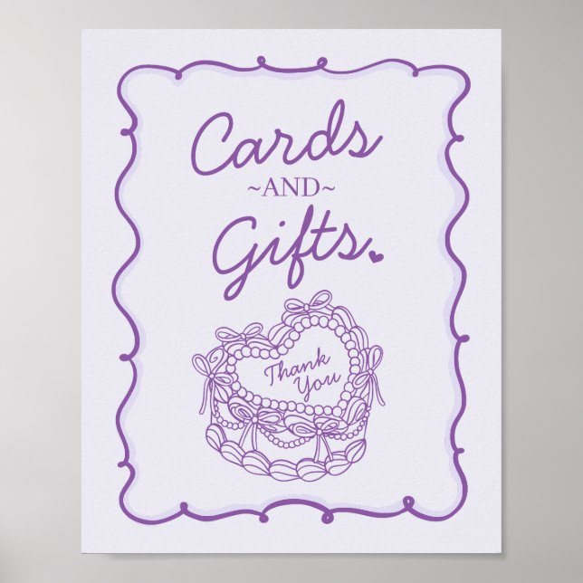 Póster Cartas y regalos de tarta de coqueta de corazón re (Frente)