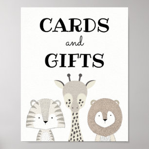 Póster Cartas y regalos Jungle Safari Baby Shower Cumplea