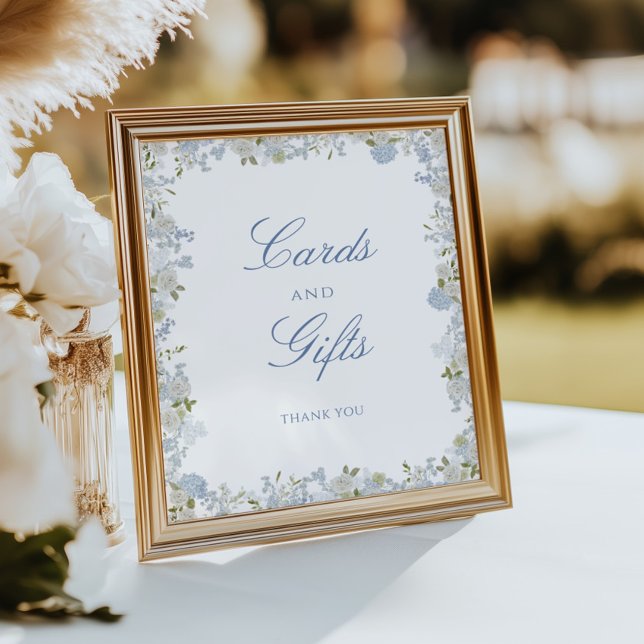 Póster Cartas y regalos románticos de boda floral azul (Subido por el creador)