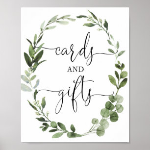 Póster Cartas y regalos verdes flores de flores de baño d