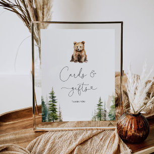 Póster Cartas y signos de regalos en los bosques de pino