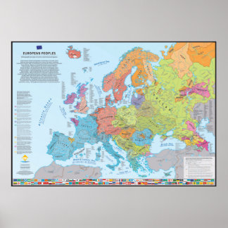 Póster Carte ethnographique des peuples d'Europe
