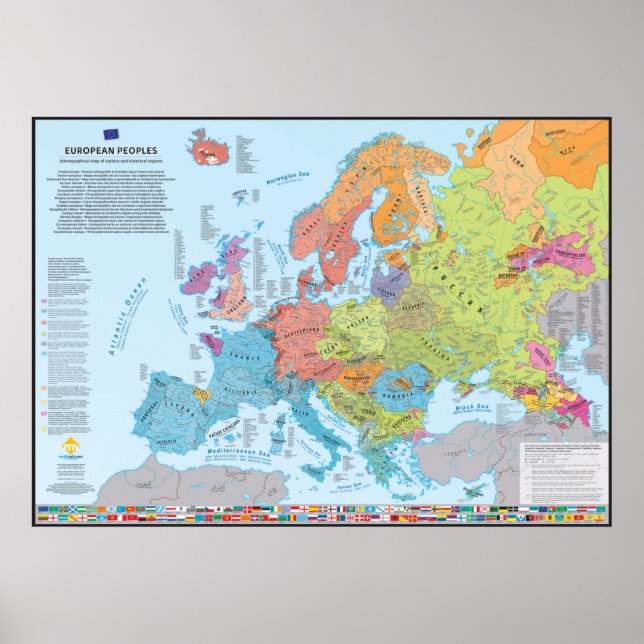 Póster Carte ethnographique des peuples d'Europe (Frente)