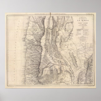 Póster Carte, provinces de La Rioja San Juan