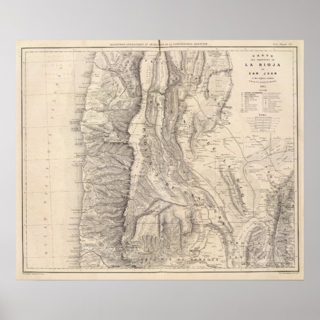 Póster Carte, provinces de La Rioja San Juan (Frente)